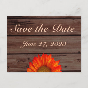Postal De Anuncios Rustic Save The Dates Naranja Sunflower