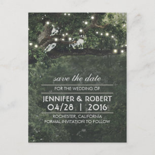 Postal De Anuncios Rustic Tree String Lights Vintage Save the Date