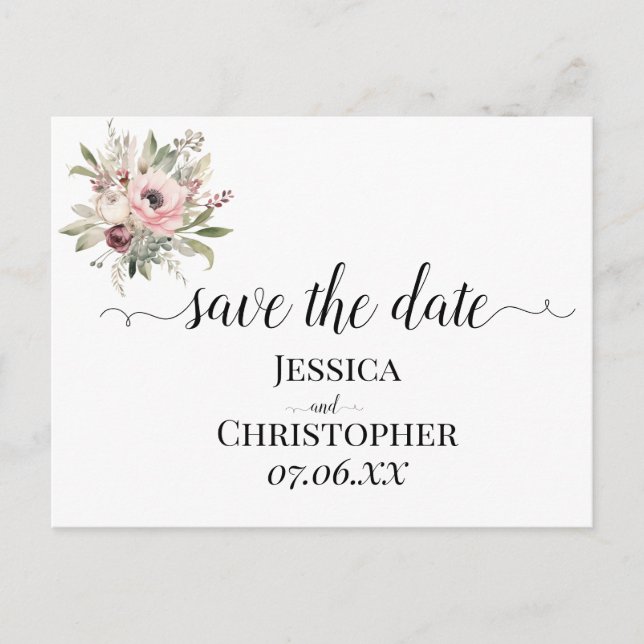 Postal De Anuncios rustic watercolor floral bouquet (Anverso)