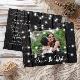 Postal De Anuncios Rustic wood string lights barn save date wedding