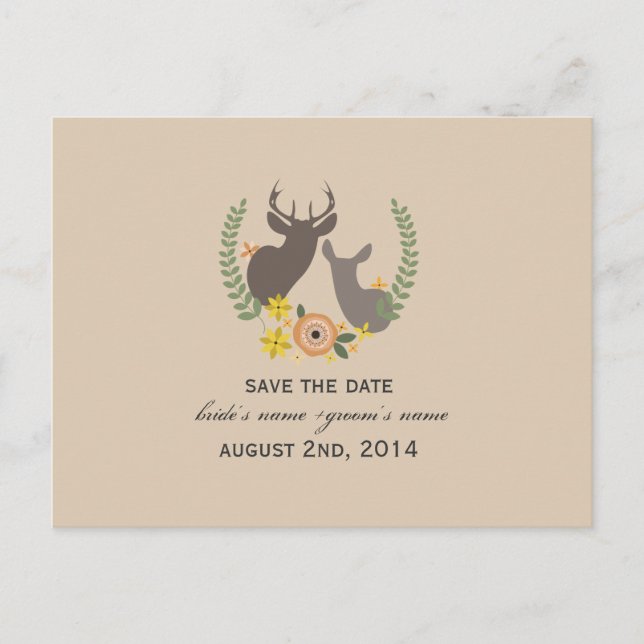 Postal De Anuncios Rústica Boda Cerveza Floral Salven La Fecha (Anverso)