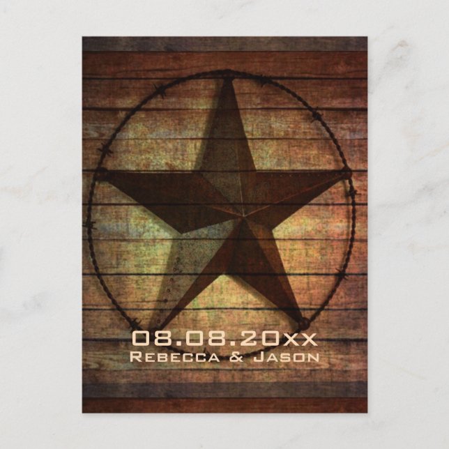 Postal De Anuncios rústica texas estrella boda occidental salva la fe (Anverso)