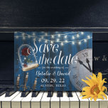 Postal De Anuncios Rústico Boda de cuento de hadas en la marina salva<br><div class="desc">Boda de cuento de hadas de la Marina Rustica - Boda de madera azul de granero y reloj Salven las Invitaciones de fecha.</div>