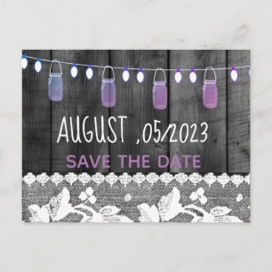 Postal De Anuncios rústico guardar la fecha con madera ,encaje ,luz d
