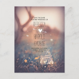 Postal De Anuncios Rústico Mason Jar luce contra la naturaleza salva