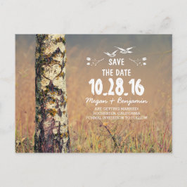 Postal De Anuncios Rústico país del corazón del árbol de abedul salva