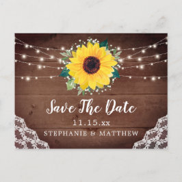 Postal De Anuncios Rústico Sunflower Lace Babys Breath Save The Date