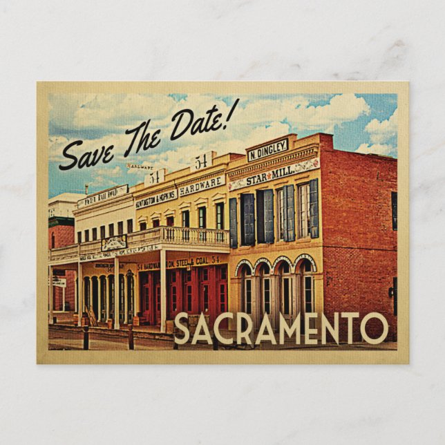 Postal De Anuncios Sacramento Guarde la Fecha California (Anverso)