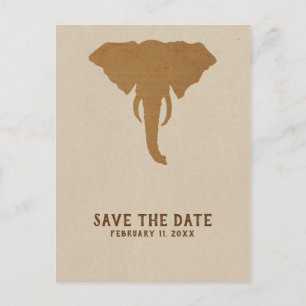 Postal De Anuncios Safari Africano Vintage Elefante Guardar la Fecha