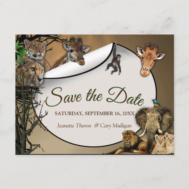 Postal De Anuncios Safari al aire libre Save the Date (Anverso)
