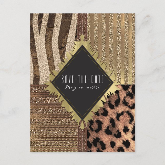 Postal De Anuncios Safari de Leona Selva Glam Moderna Guardar la Fech (Anverso)