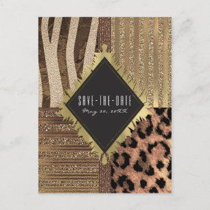 Postal De Anuncios Safari de leonas selva glam moderno salvar la fech