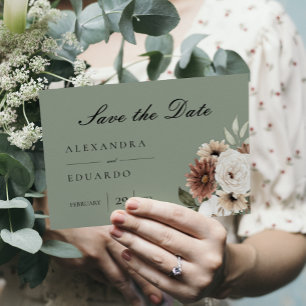 Postal De Anuncios Sage Green Bohemian Floral Save the Date