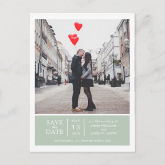 Postal De Anuncios Sage Green Simple & Modern Photo Save the Date