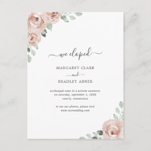Postal De Anuncios Sage Greenery Dusty Rosa Pink Floral Elopement