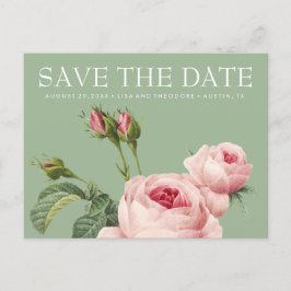 Postal De Anuncios SAGE WEDDING, rosa de cosecha rosada, guardar la f