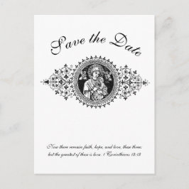 Postal De Anuncios Sagrada Familia Católica Negra y Blanca SALVÓ LA F