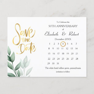 Postal De Anuncios Sale de 50 años elegante El calendario de fechas