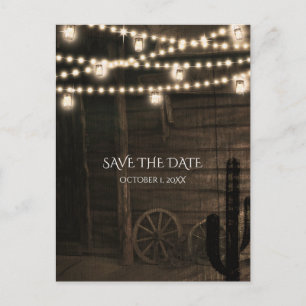 Postal De Anuncios Salón Antiguo del Oeste Boda Rústica Guardar la Fe