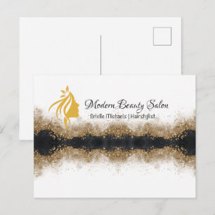 Postal De Anuncios Salón de Estilista de Pelo Dorado y Negro