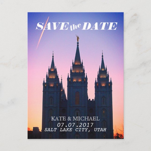 Postal De Anuncios Salt Lake City, Utah Temple Wedding Save the Date (Anverso)