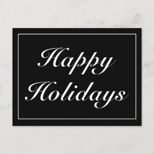 Postal De Anuncios Saludo de fiestas moderno minimalista negro