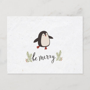 Postal De Anuncios Saludo de Navidad de pingüino lindo