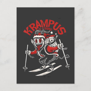 Postal De Anuncios Saludo de Navidad del Diablo de Navidad Krampus 