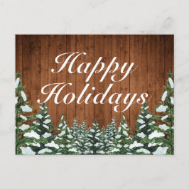 Postal De Anuncios Saludo de vacaciones felices de bosque y madera ne