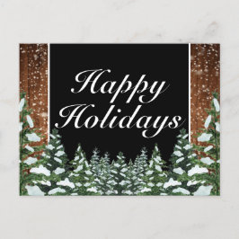 Postal De Anuncios Saludo feliz de las vacaciones de Black Snowy Wood