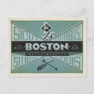 Postal De Anuncios Salva la Fecha   Boston, MA - Fundado 1630