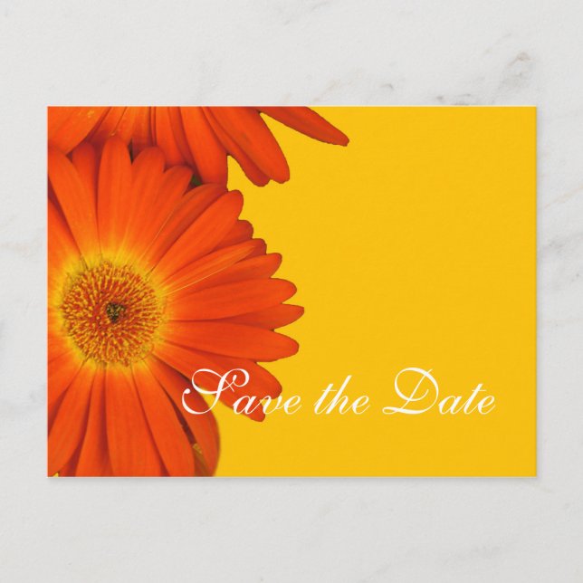 Postal De Anuncios salva la fecha, flores de grisú gerbera (Anverso)