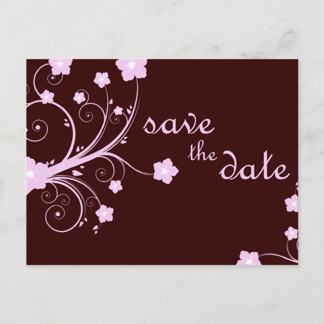 Postal De Anuncios salva la fecha : flores rosas : (Anverso)