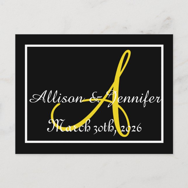 Postal De Anuncios Salva la fecha Negro y Dorado (Anverso)