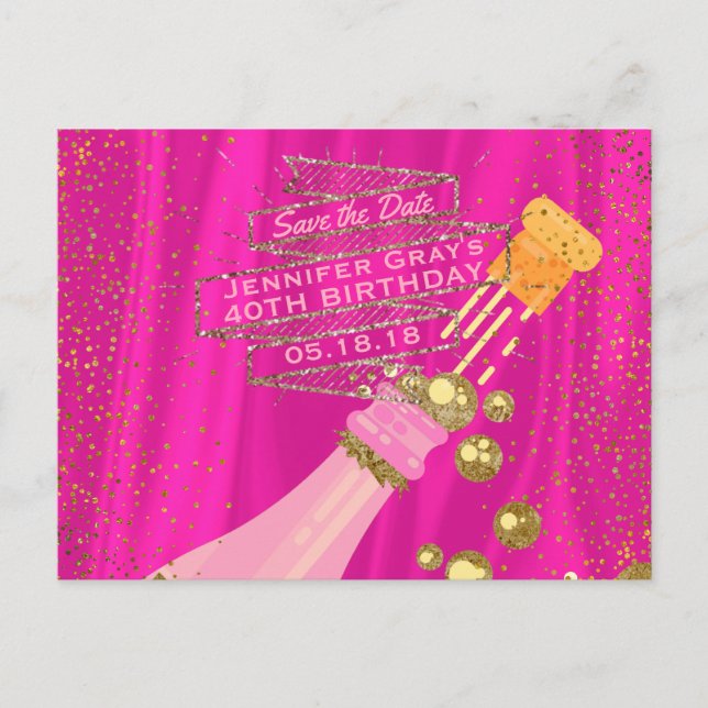 Postal De Anuncios Salvar el cumpleaños de la mujer elegante con el c (Anverso)