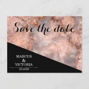 Postal De Anuncios Salvar la fecha de boda de mármol rosa