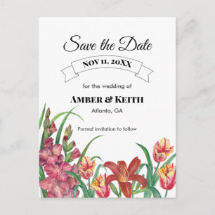 Postal De Anuncios Salvar la Fecha de Boda de Tulipán Lirio Gladiolos