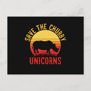 Postal De Anuncios Salvar Los Unicornios Gorditos Vintage Rinoceronte