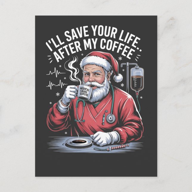 Postal De Anuncios Salvaré tu vida después de mi Navidad de café (Anverso)