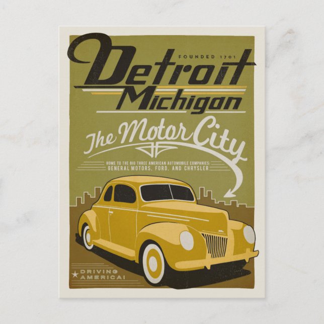 Postal De Anuncios Salve la Fecha | Detroit, MI (Anverso)