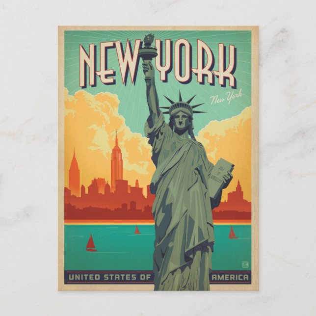 Postal De Anuncios Salve la Fecha | NYC - Lady Liberty 2 (Anverso)