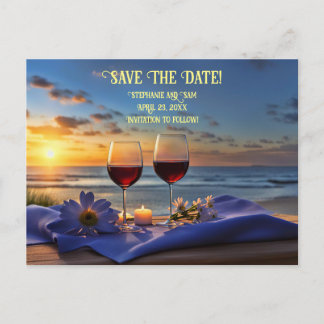 Postal De Anuncios Salven el vino de la fecha y la playa romántica