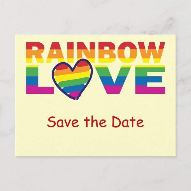 Postal De Anuncios Salven la fecha/Boda arcoiris/orgullo gay (Anverso)