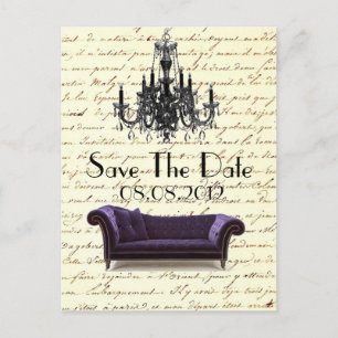 Postal De Anuncios sálvese la fecha de boda con candelabro vintage pa