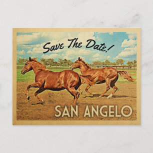 Postal De Anuncios San Angelo Texas Guardar la Fecha Caballos