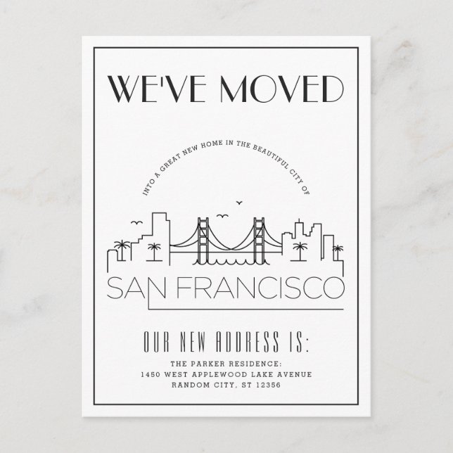 Postal De Anuncios San Francisco Modern Deco | Cambio de Dirección (Anverso)