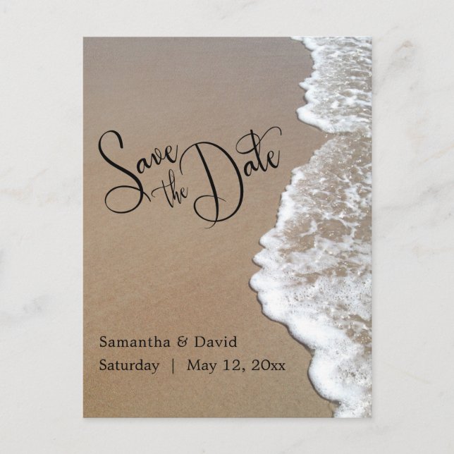 Postal De Anuncios Sand & Foam Beach Wedding Save the Date 2a (Anverso)