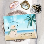 Postal De Anuncios Sandy Snowman Palm Tree on Beach New Home<br><div class="desc">New Address Cute Sandy Snowman Palm Tree on Beach Holiday Moving Postcard... "Sand is the New Snow" is the caption in classic sans serif typography on our holiday moving announcement card featuring a sandy beach and a cute "snowman" made of sand. The greeting on front of the card reads "Merry...</div>