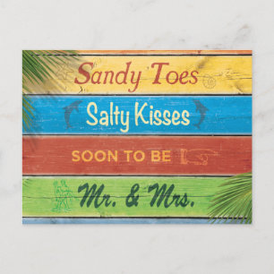 Postal De Anuncios Sandy Toes Salty Kisses Guardar la Fecha