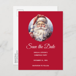 Postal De Anuncios Santa Claus Retro con Sombrero Rojo de Navidad